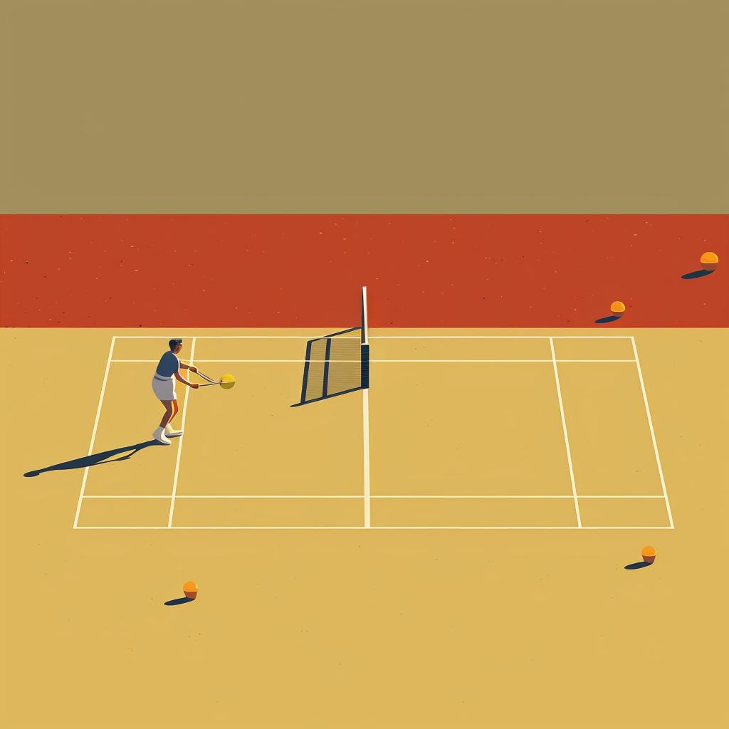 A player practicing serves on different court surfaces