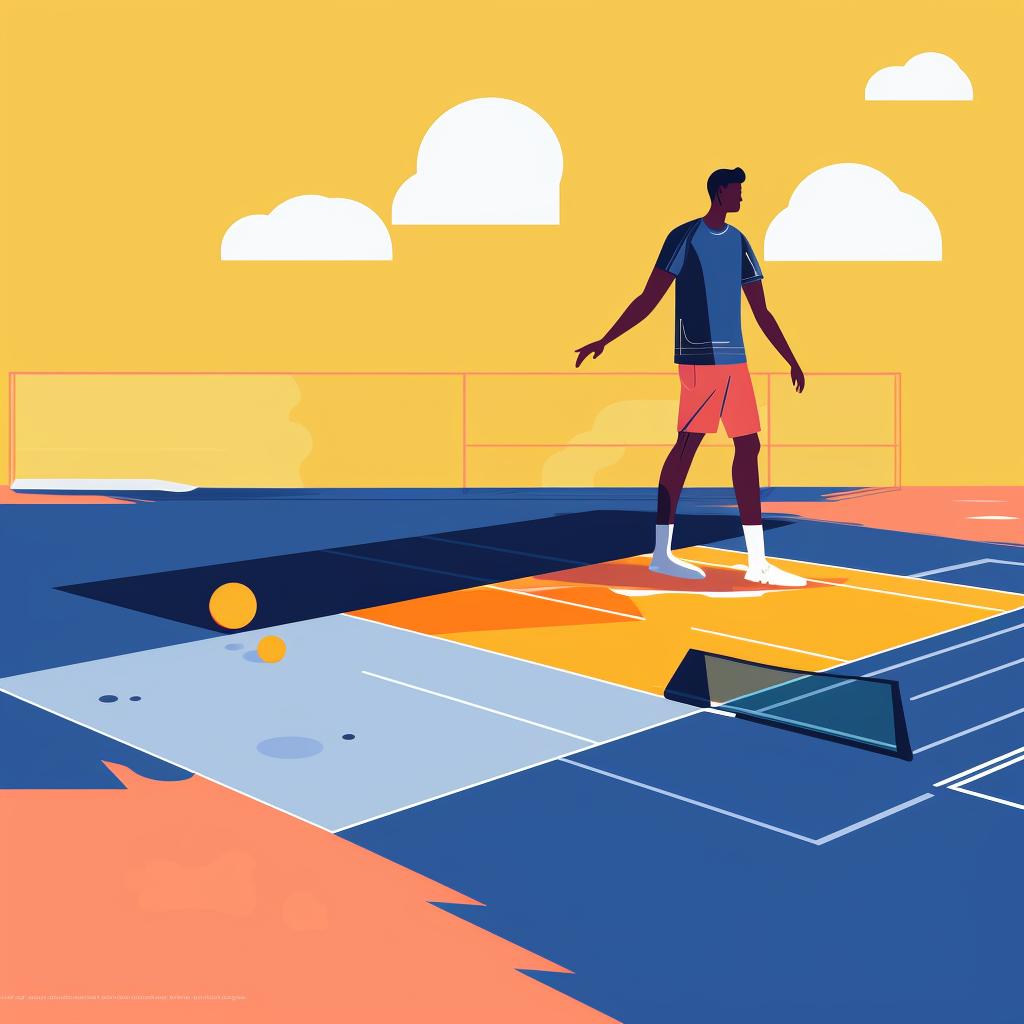 A player examining a pickleball court surface