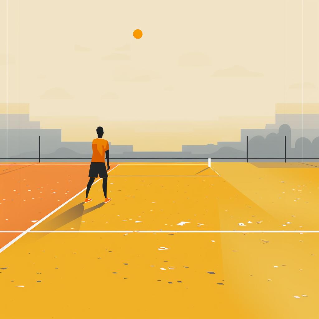 A player standing at the baseline of a pickleball court